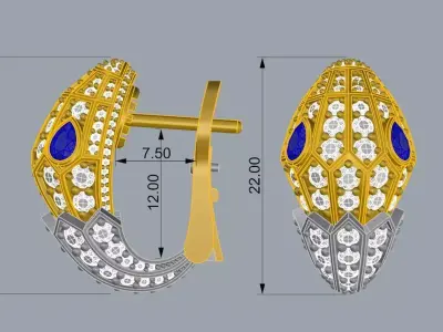 Bvlgari Snake Earrings Gold  3D print model