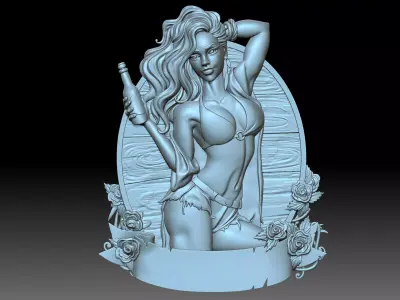The girl with the bottle 3D print model