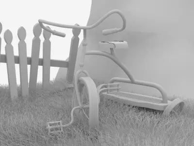 Low Poly 3D model cycle  Old Tricycle 3D models Low-poly 3D model