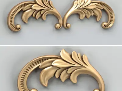 Carved decor horizontal 042 3D model