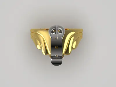 Yellow gold ring with belt buckle model ring gr0020 3D print model