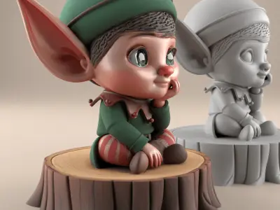 Cute Elf 3D STL File for Home and Desk Decor 3D print model