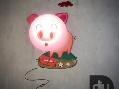 DIY Pig Decorative Light Lamp 3D model