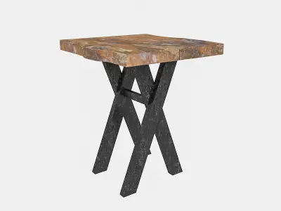 natural wood bistro table Low-poly 3D model