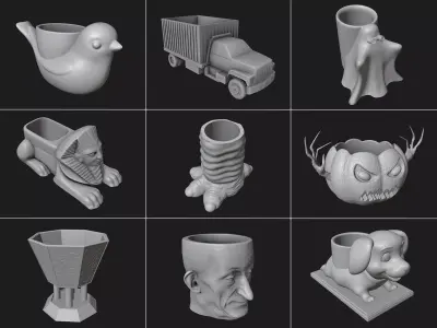 Custom Planters - Pen Holders Pack 3D print model