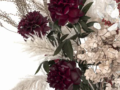 Luxury bouquet of reeds pampas grass and dried flowers 235 3D model