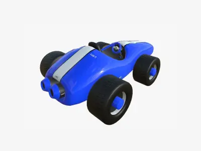 Cartoon Kart F02 Blue - Vehicle Racing Design Low-poly 3D model