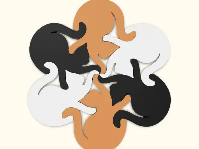 Cute Cat Coaster -  Intertwined Design Coaster 3D print model