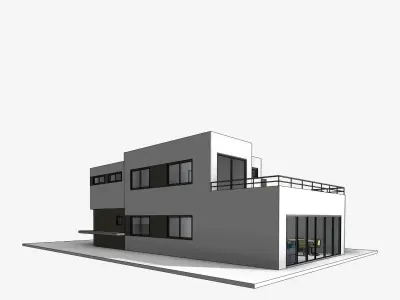 Peters Modern Residential Villa Revit Model Low-poly 3D model
