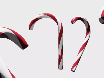 Christmas Candy Cane Low-poly 3D model Low-poly 3D model