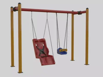 Playground Metal Non-Disabled Double Swings - 01 3D model