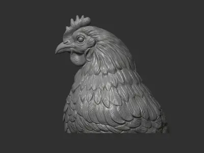 Chicken bust head 3D print model