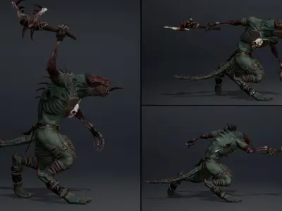 Ghost Barbarian Damaged Low-poly 3D model