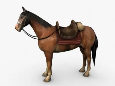 Horse with saddle 3D model