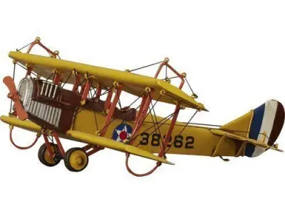 Yellow 1918 Curtiss JN-4 Model Plane 3D model