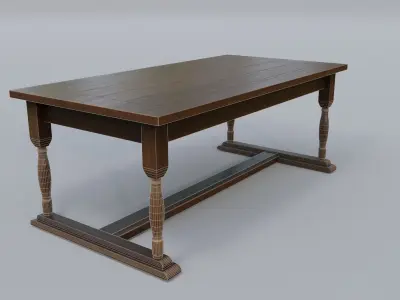 Table wooden Low-poly 3D model