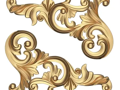 Corner Carved Plaster Molding Decoration 05 Low-poly 3D model