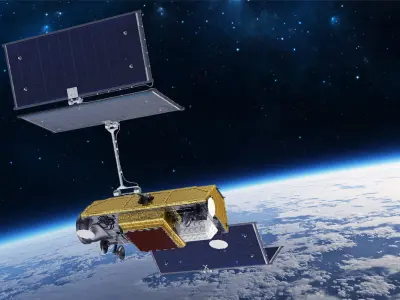 Heavy Space Rocket with Satellite Rigged 3D model