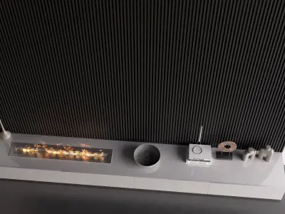 Decorated Wall with Biofireplace 3D model