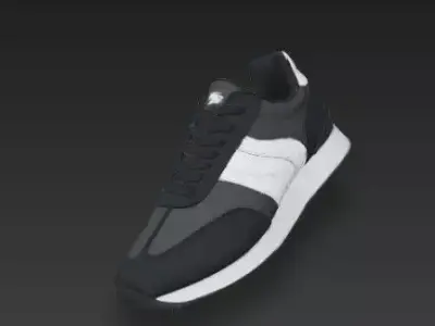 Mens Casual White Leather Sneakers 3D model