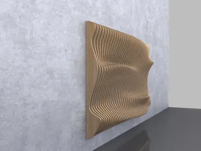 Parametric Wavy Wooden Panels 09 3D model