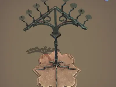 Gothic Candelabra Low-poly 3D model