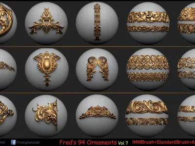 Fred ORNAMENT BRUSH Vol 7 - IMMBRUSH-3DModels-ALpha Low-poly 3D model