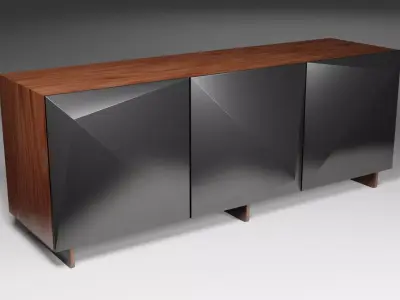 Drawer modern sideboard made of wood and metal Low-poly 3D model