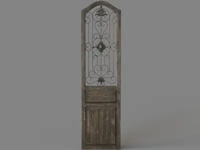 Deco 79 Rustic Wood Wall Decor with Scrolling Ironwork 3D model