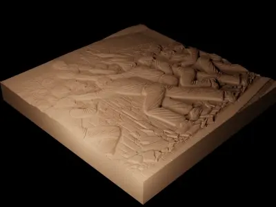 The Fall Of The Berlin Wall Sandcasting Bas High Relief CNC 3D print model