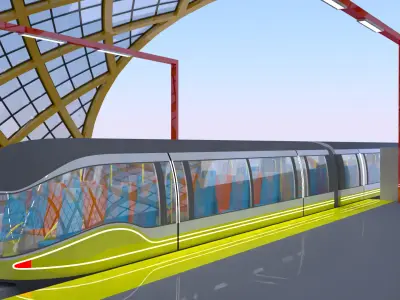 Elevated monorail station III 3D model