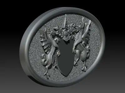 TWO DRAGON FLAG 3D print model