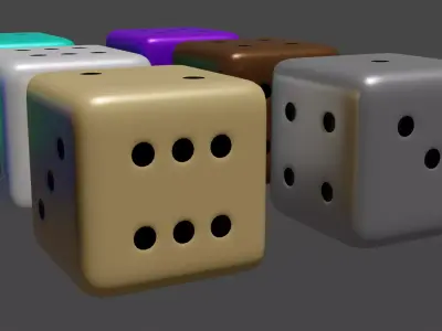9 Game Dices Low-poly 3D model