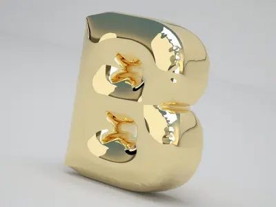 Gold B Balloon 3D model