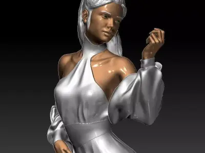 Girl in a long dress 3D print model
