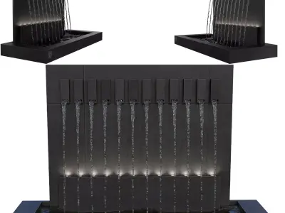 Modern Waterfall Wall Fountain Low-poly 3D model
