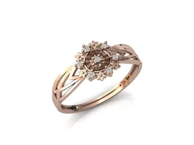 Women Ring Diamond Stone STL 3DM Lightweight Printable 3D print model 10