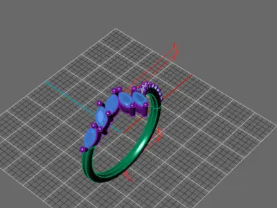 Marquis and Round diamonds wedding band 3D print model