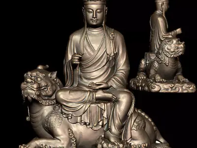 Ancient Chinese mythology Buddha Bodhisattva statue Ksitigarbha 3D print model