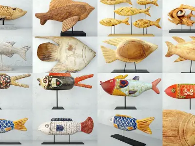 Wooden Fish Sculptures Collection