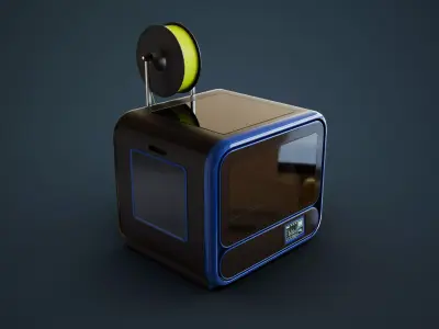 3D Printer With Spool Of Filament Low-poly 3D model