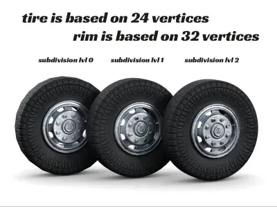 Lowpoly Vintage Truckwheel Low-poly 3D model