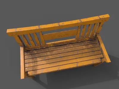 Old Street Bench Low-poly 3D model
