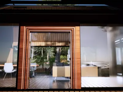 Wooden Door with Full Glass Frame Low-poly 3D model Free low-poly 3D model