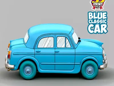Blue Classic Car 3d print ready model from Sapristi Diorama 3D print model