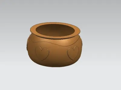 Bowl pot with hearts Free 3D model