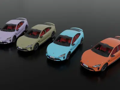 xiaomi SU7 with full interior Low-poly 3D model