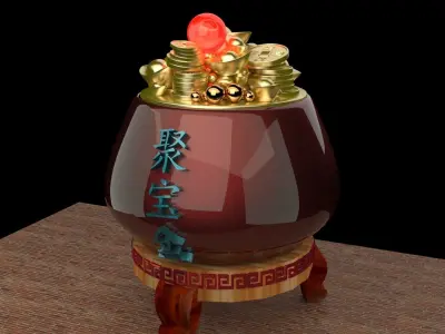 Chinese gold Ingot pot  3D model