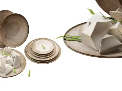 Bonna crockery set with melon slices 3D model