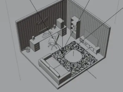  Office Room Low-poly 3D model